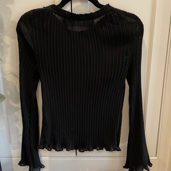 Code Mode (Nordstrom Purchase) Long Sleeve Black Sheer Bell Sleeve Top - S - Picture 2 of 2